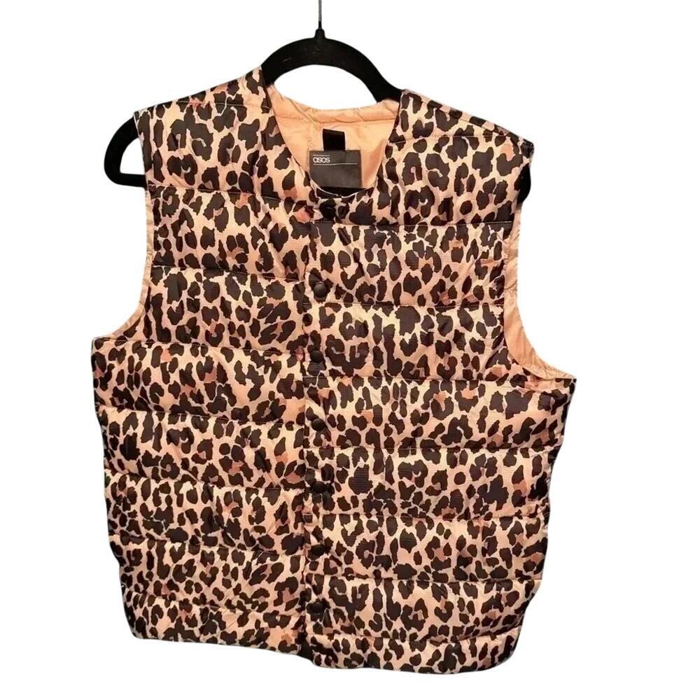 ASOS Leopard Print Quilted Puffer Vest